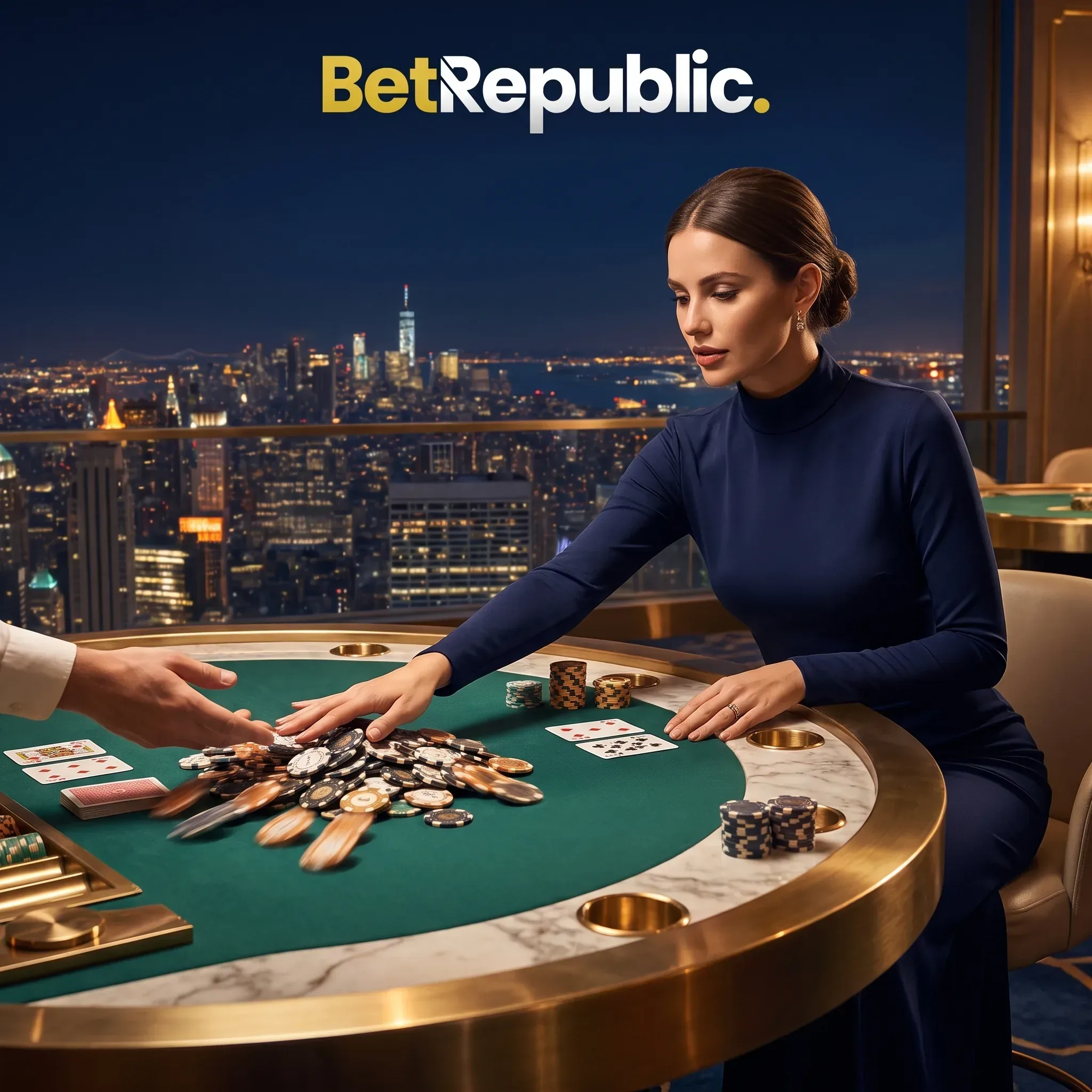 Gewinnende Blackjack-Hand am Casino-Tisch